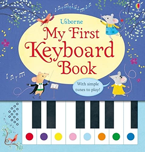 Children’s book cover with illustrated mice and a colorful keyboard.