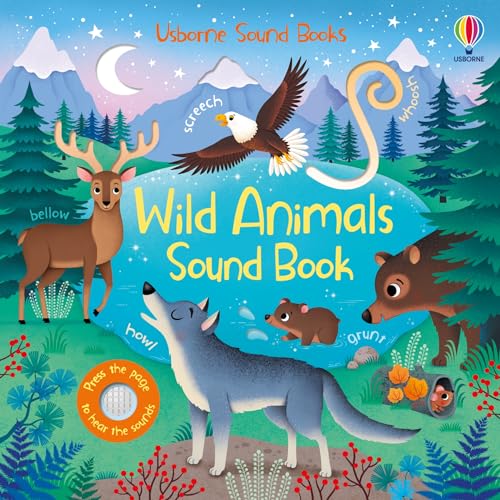 Cover of Wild Animals Sound Book featuring a deer, eagle, wolf, and bears.