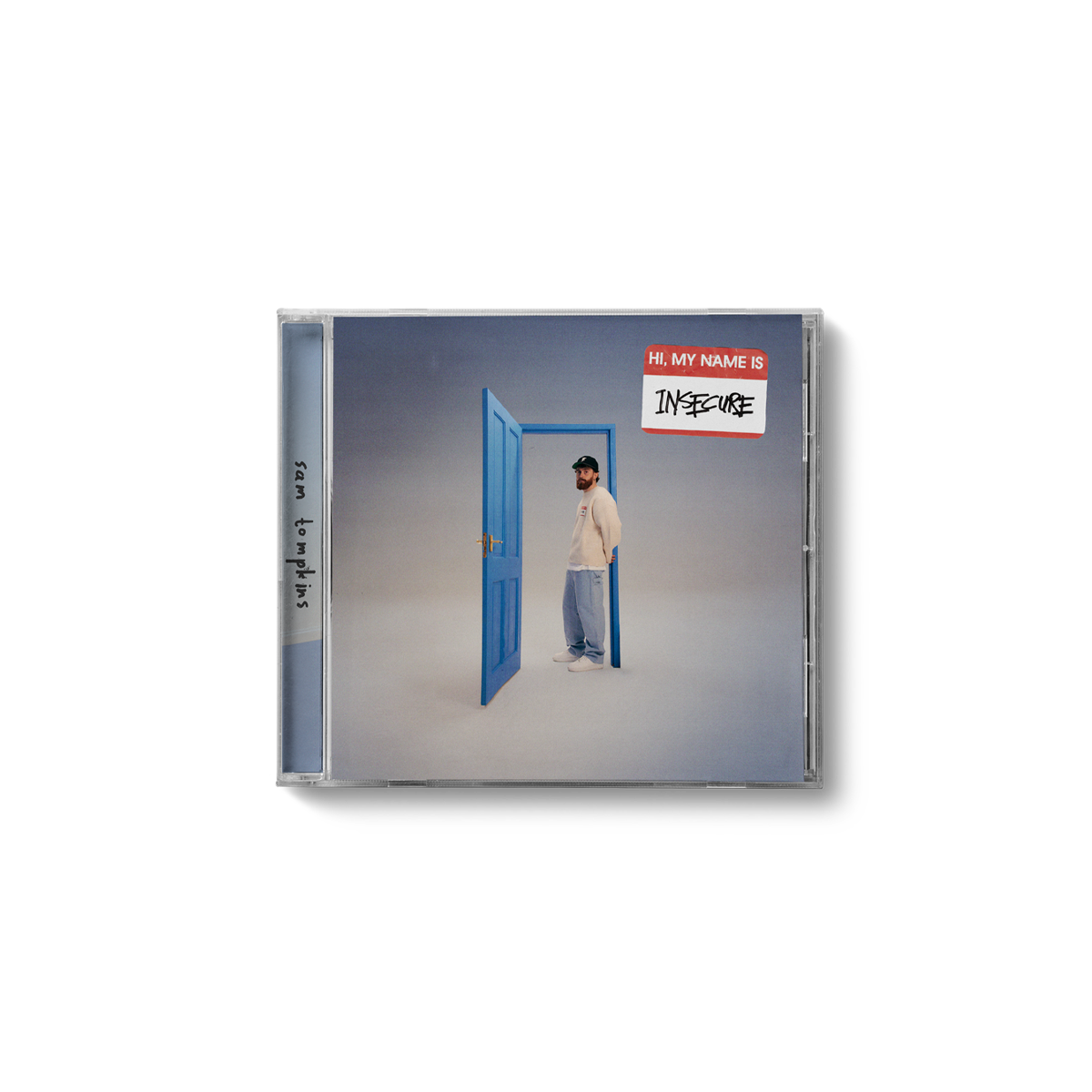 CD cover for Sam Tompkins’ “hi, my name is insecure” with a doorway image.
