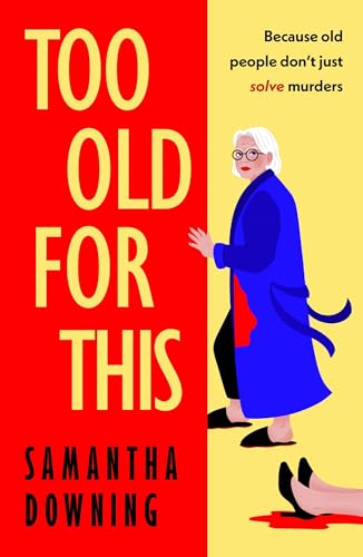 Book cover: elderly woman in blue coat, feet and red stain visible.