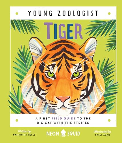 Illustrated book cover featuring a tiger face against a green background with palm leaves.