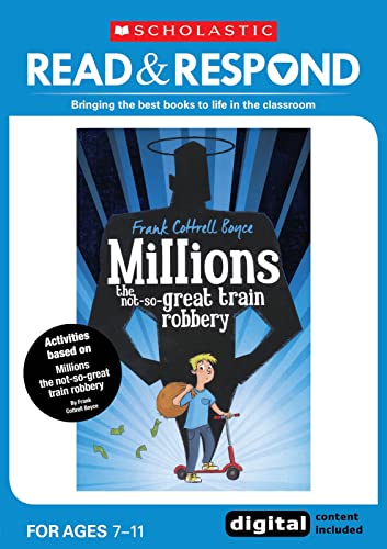 Book cover for "Millions" featuring a silhouette and a boy with money.