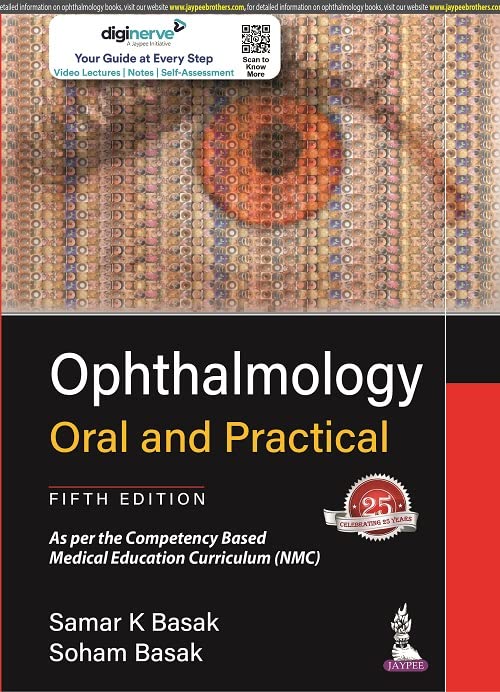 Book cover: "Ophthalmology: Oral and Practical," fifth edition, with eye illustration.