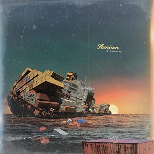 Album cover for Samiam’s “Stowaway” featuring a tilted cargo ship at sea.