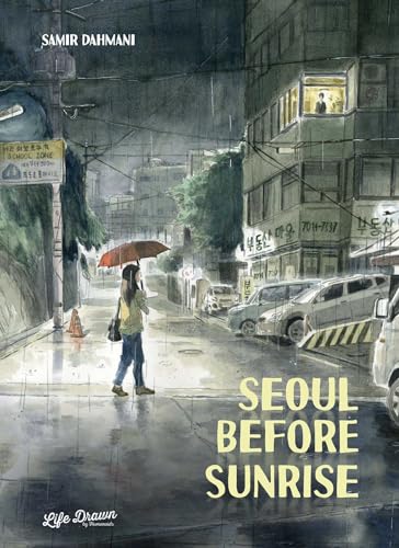 Rainy Seoul street scene with a person under an umbrella, book cover.
