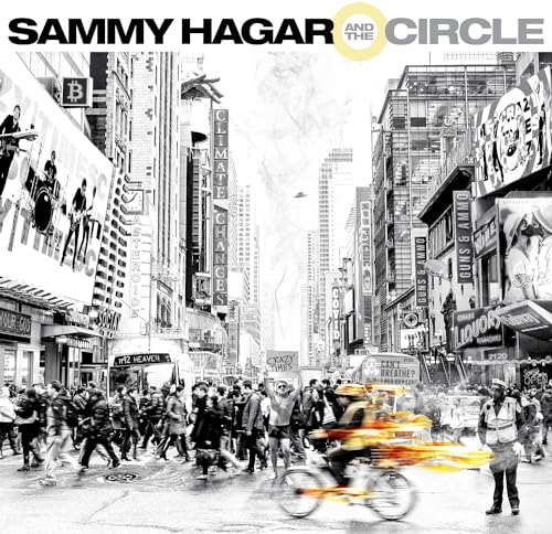 CD cover for Sammy Hagar & The Circle’s “Crazy Times” with a busy city scene.