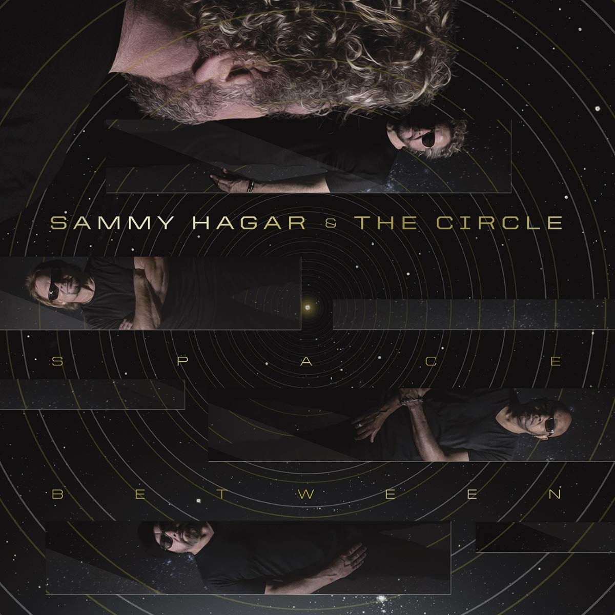"Album cover with Sammy Hagar in black, surrounded by concentric circles and stars."