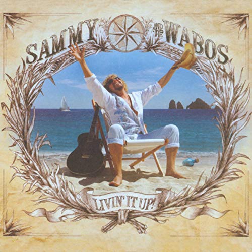 "Album cover featuring a man on a beach, pouring from a bottle."