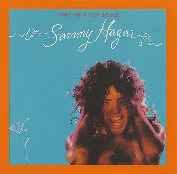 Album cover featuring Sammy Hagar with curly hair against a blue background, orange border.