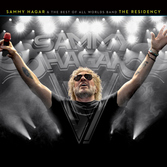 Sammy Hagar album cover featuring a performer with raised arms onstage.