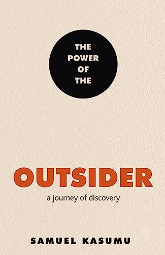 Book cover: black circle, red “OUTSIDER” text, beige textured background.