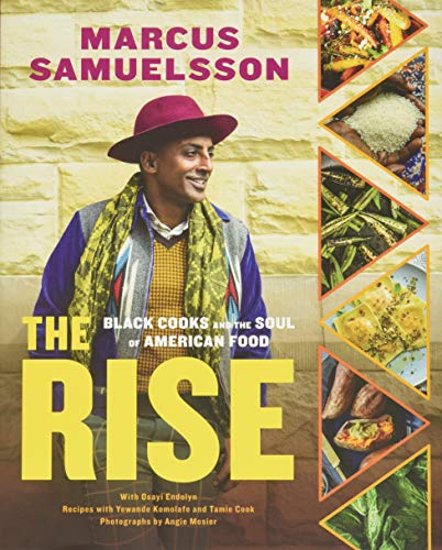 Cookbook cover featuring Marcus Samuelsson and food photography, titled "The Rise.