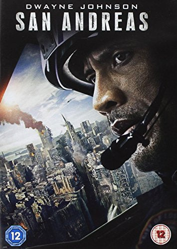 San Andreas" DVD cover featuring Dwayne Johnson and a disaster cityscape.