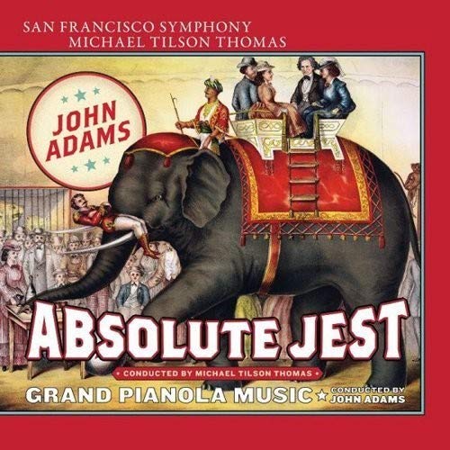 CD cover: elephant with musicians, vintage circus poster aesthetic.