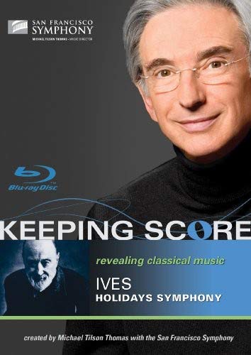 Cover of "San Francisco Symphony - Keeping Score: Ives Holidays" Blu-ray with conductor's portrait.
