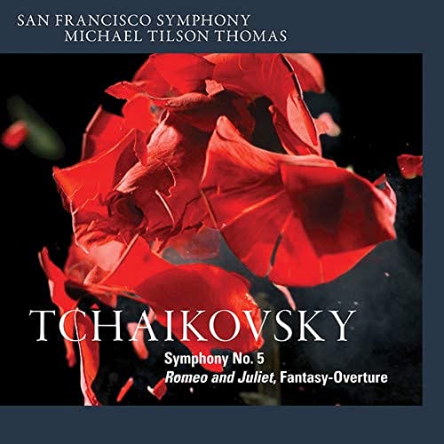 CD cover: red flower petals with "Tchaikovsky Symphony No. 5" text.