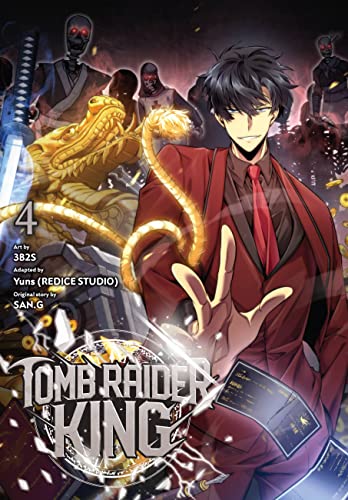 Manga cover: man in suit, golden dragon, sword, and shadowy figures.