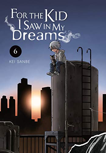 Manga volume cover: boy with cat on a rooftop, city skyline.