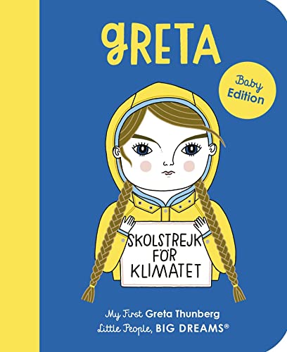 Illustration of young Greta Thunberg holding a climate strike sign.