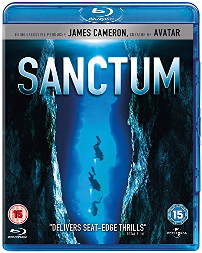 Sanctum" Blu-ray cover featuring divers in a dark underwater cave system.