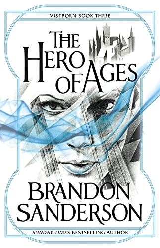 Book cover for "The Hero of Ages" featuring a sketched face and city skyline.