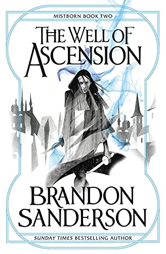 Book cover: "The Well of Ascension" by Brandon Sanderson, with a cloaked figure.
