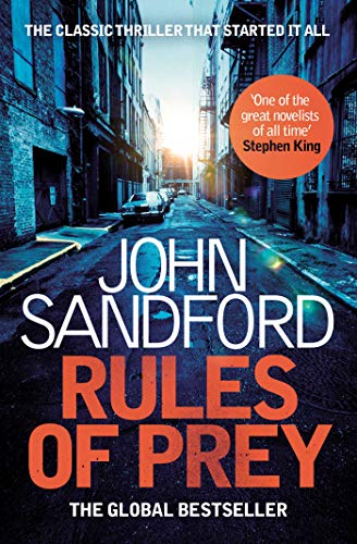 Book cover for "Rules of Prey" with a city street scene.