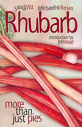 Book cover featuring red rhubarb stalks and white text reading "Rhubarb".