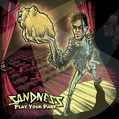 CD cover art: punk figure holding a cracked heart on stage.