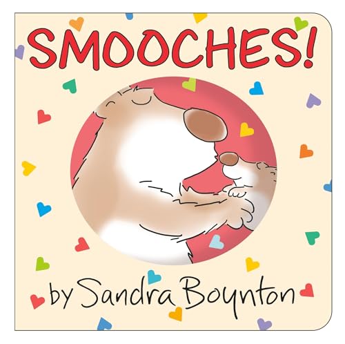 Book cover: two tan hippos kissing, surrounded by colorful hearts.