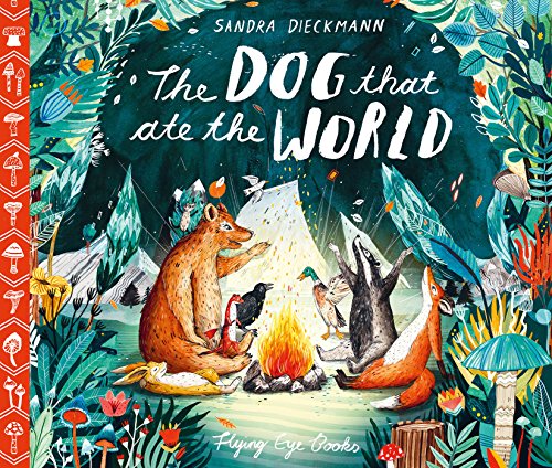 Book cover: animals gathered around a campfire in a forest scene.
