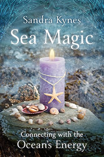Book cover: purple candle with starfish, shells, and ocean background.