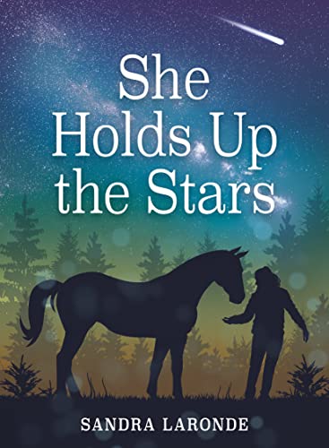 Book cover: silhouette of horse and person under starry night sky.