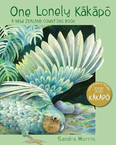 Book cover featuring a watercolor illustration of a green kakapo with wings spread wide.