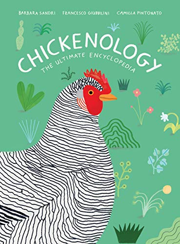 Book cover with illustrated striped rooster and botanical elements.