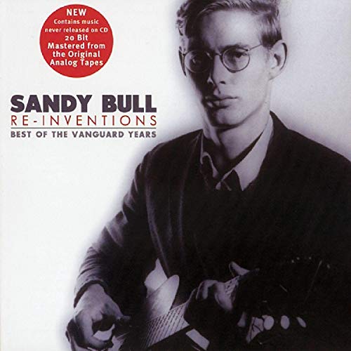 Black and white portrait of Sandy Bull holding a guitar on a CD cover.