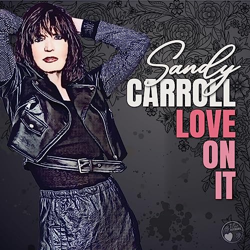 Sandy Carroll album cover, portrait of a woman in a leather jacket.
