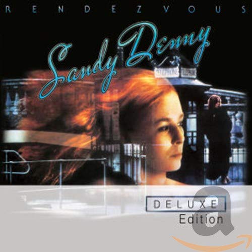 Album cover featuring Sandy Denny with a red-haired portrait overlaying a night street scene.