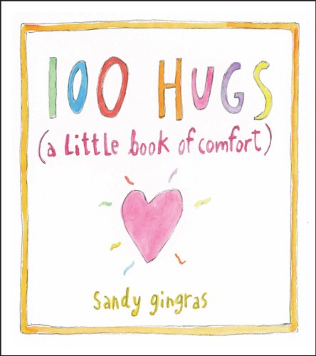 Painted book cover with "100 Hugs" title and a pink heart.