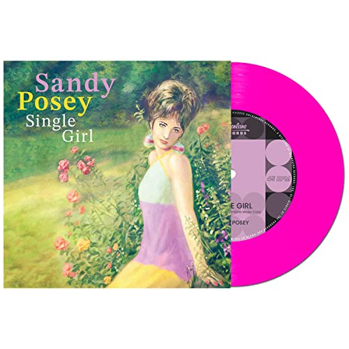 Sandy Posey “Single Girl” 7-inch vinyl record with pink coloring.