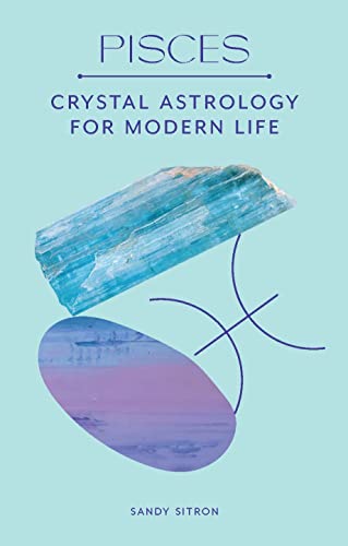 Book cover for "Pisces" featuring a blue crystal and abstract shapes.