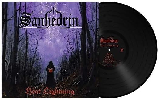 Sanhedrin “Heat Lightning” vinyl record with forest and lightning cover art.