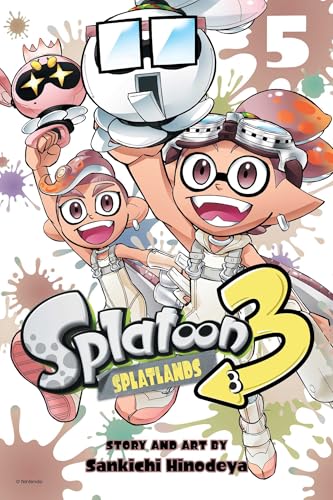 Splatoon 3 manga cover featuring three Inkling characters and large logo.