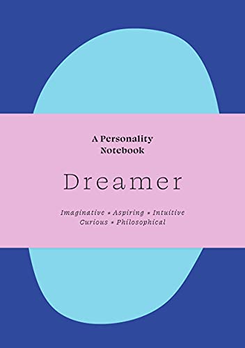 Blue and pink cover of "Dreamer" personality notebook with text.