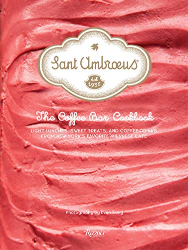 Cookbook cover featuring pink frosting and the Sant Ambroeus logo.