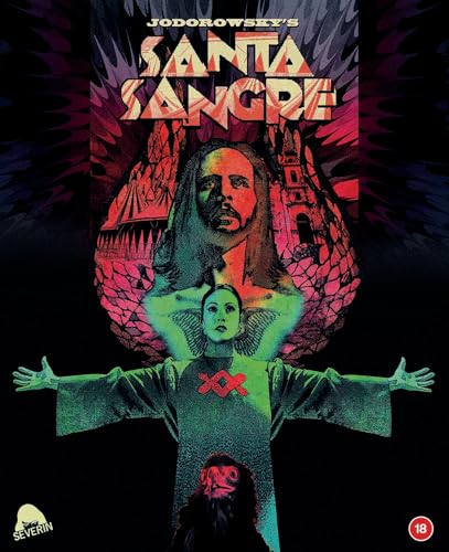 Blu-ray cover art for Santa Sangre featuring a stylized figure with arms outstretched.