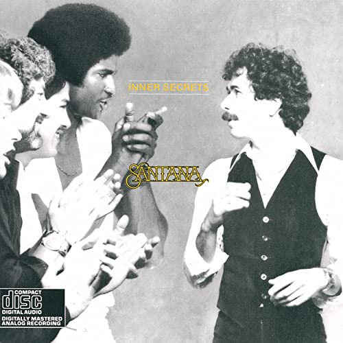 Santana album cover, "Inner Secrets," featuring four musicians in sepia tones.