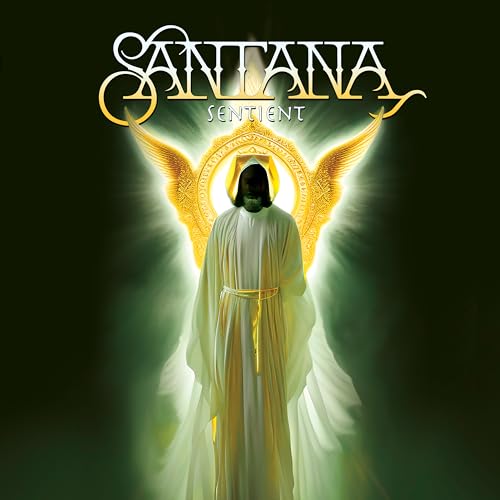 Album cover for Santana’s “Sentient” featuring a figure with wings.