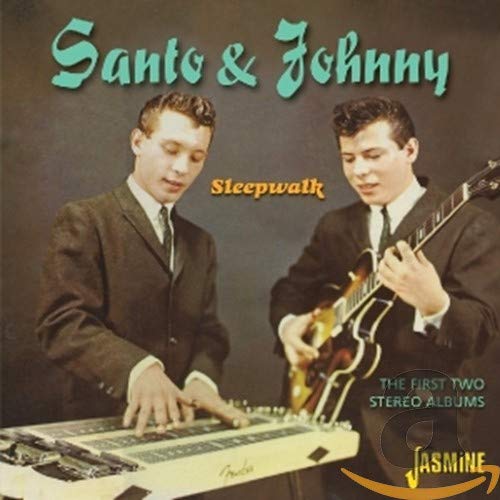 Album cover featuring Santo & Johnny with a steel guitar and keyboard.