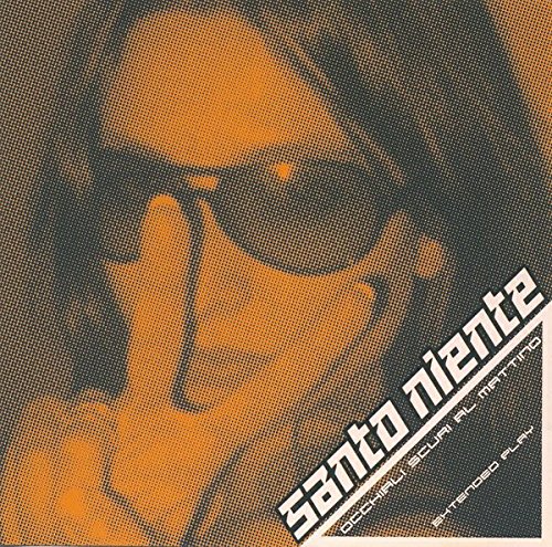 Close-up halftone portrait of a person wearing sunglasses, album cover.